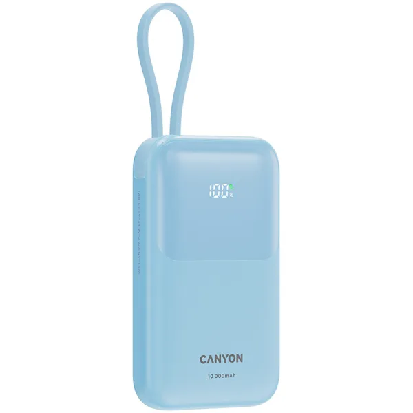 Акумулятор зовнішінй Power Bank 10000 mAh OnPower 101 built-in cable PD 22.5W, синій Canyon (CNS-CPB101BL) - Фото 1