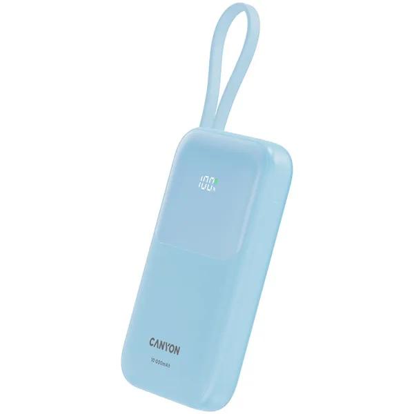 Акумулятор зовнішінй Power Bank 10000 mAh OnPower 101 built-in cable PD 22.5W, синій Canyon (CNS-CPB101BL) - Фото 3