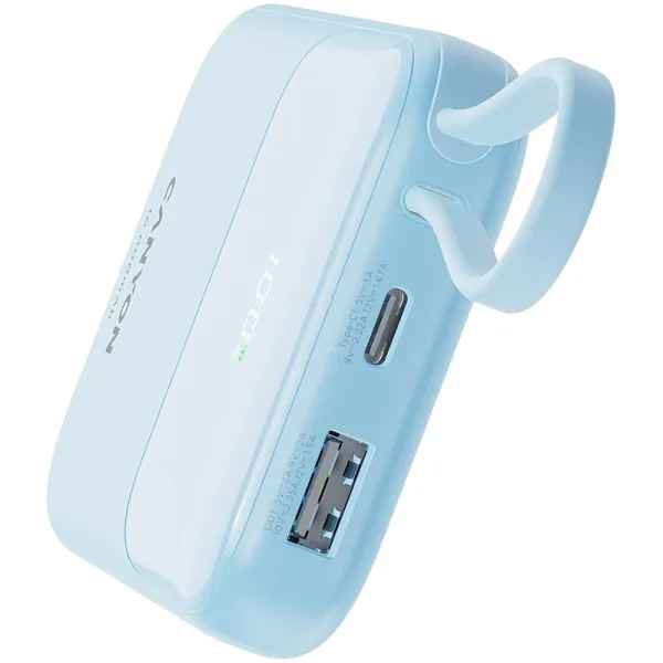 Акумулятор зовнішінй Power Bank 10000 mAh OnPower 101 built-in cable PD 22.5W, синій Canyon (CNS-CPB101BL) - Фото 4