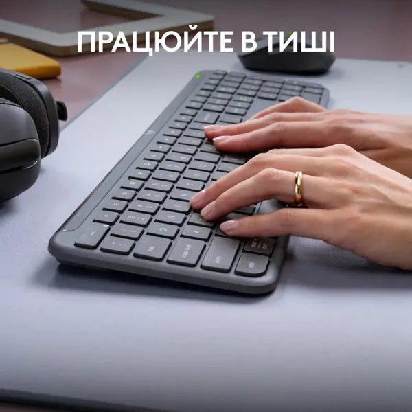 Комплект клавиатура и мышь беспроводной WL/BT MK950 Signature Slim Combo, UA, графитовый Logitech (920-012490) - Фото 12