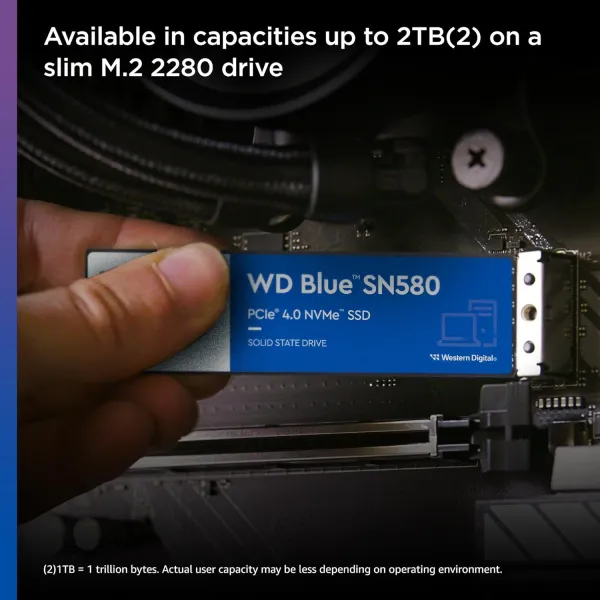 Накопичувач SSD M.2 2TB PCIe 4.0 Blue SN580 WD (WDS200T3B0E) - Фото 1