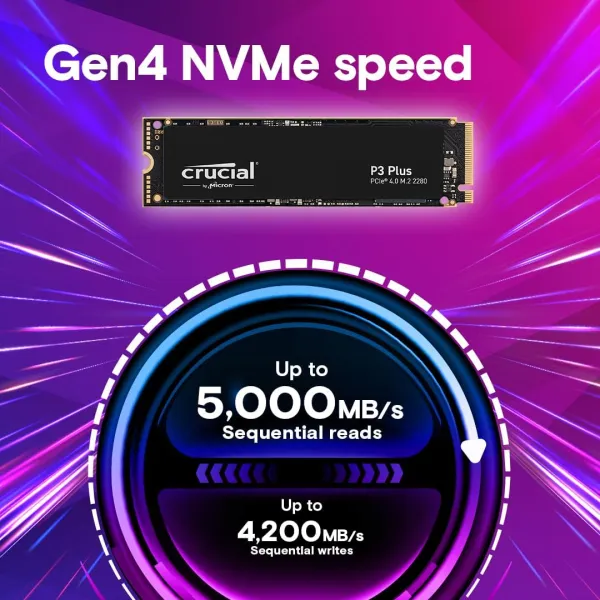 Накопитель SSD M.2 4TB PCIe 4.0 P3 Plus Crucial (CT4000P3PSSD8) - Фото 1