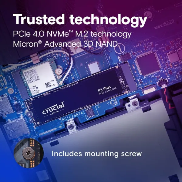 Накопитель SSD M.2 4TB PCIe 4.0 P3 Plus Crucial (CT4000P3PSSD8) - Фото 3