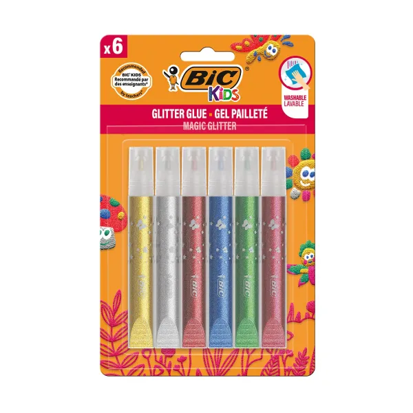 Клей Metallic Glitter, 6 шт в блістері, золотий, срібний, червоний, синій, зелений, рожевий Bic (bc893269) - Фото 12