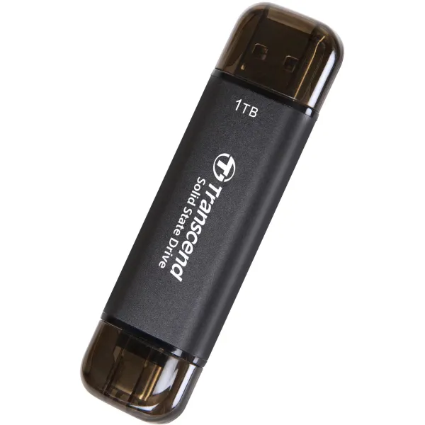 Накопитель портативный SSD 1TB USB 3.1 Gen 2 Type-A + Type-C ESD310 Черный Transcend (TS1TESD310C) - Фото 2