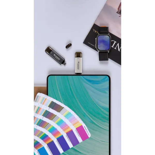 Накопитель портативный SSD 1TB USB 3.1 Gen 2 Type-A + Type-C ESD310 Черный Transcend (TS1TESD310C) - Фото 9