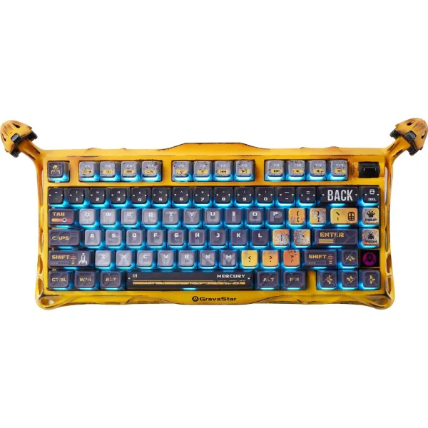 Клавиатура BT/WL/USB механическая Mercury K1 Pro, GravaStar x Kailh Speedy Mint, желтая GravaStar (GSK1PRO_YLW)