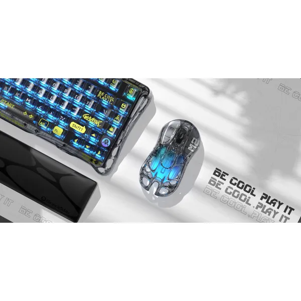 Мышь BT/WL/USB-A, RGB,  Mercury M2, чёрно-прозрачная GravaStar (GRAVASTARM2_XTAL_BLK) - Фото 3