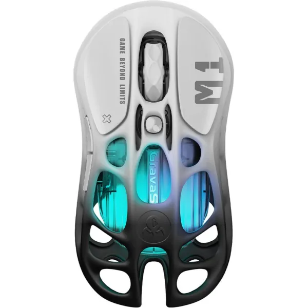 Мышь BT/WL/USB-A RGB, Mercury M1 Pro, чёрно-белая GravaStar (GRAVASTARM1PRO_GBLK)