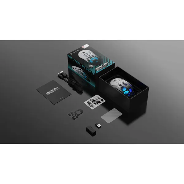 Мышь BT/WL/USB-A RGB, Mercury M1 Pro, чёрно-белая GravaStar (GRAVASTARM1PRO_GBLK) - Фото 1