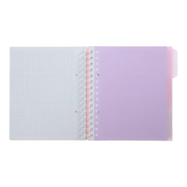 Тетрадь на пружине PASTEL, В5, 120 л, клетка, 3 разделителя, пластиковая обложка, розовая Buromax (BM.24355912-10) - Фото 1