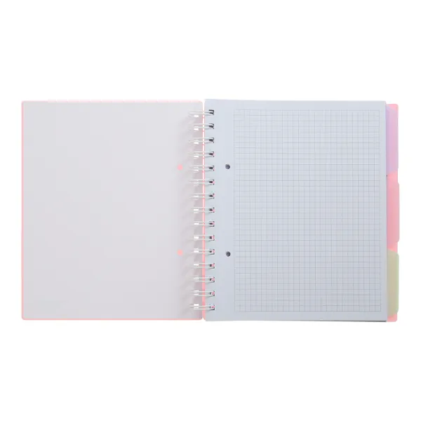 Тетрадь на пружине PASTEL, В5, 120 л, клетка, 3 разделителя, пластиковая обложка, розовая Buromax (BM.24355912-10) - Фото 2