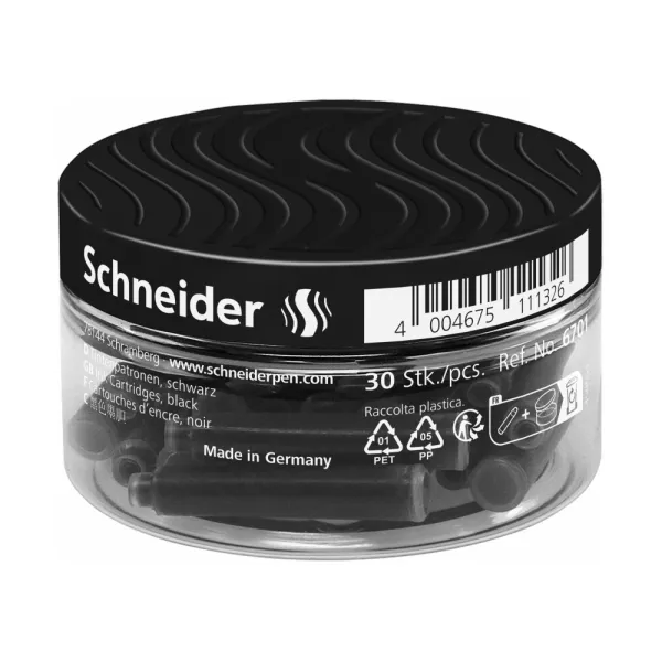 Контейнер с чернильными патронами к перьевой ручке 30 шт, черные Schneider (S6701) - Фото 10