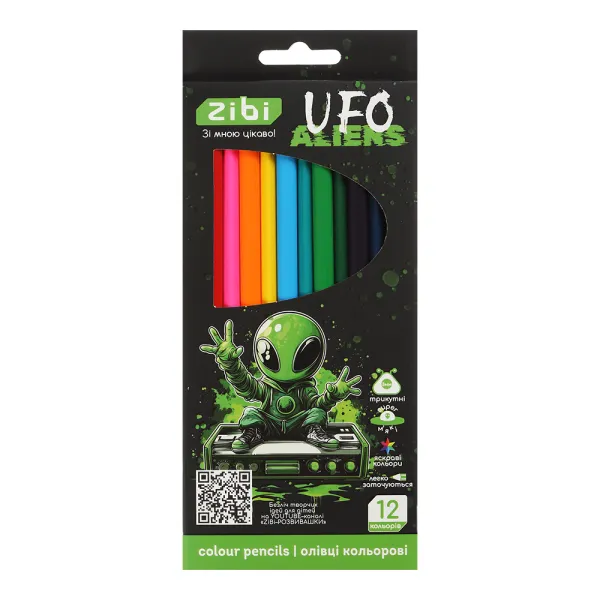 Карандаши цветные 12 цветов, UFO ZiBi (ZB.2457) - Фото 2
