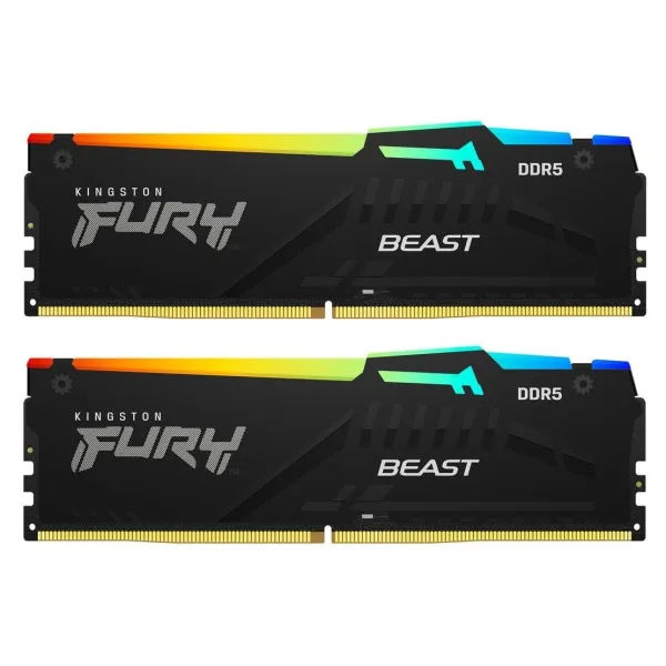 Пам'ять ПК DDR5 64GB KIT (32GBx2) 5200 FURY Beast RGB Kingston (KF552C40BB2AK2-64)