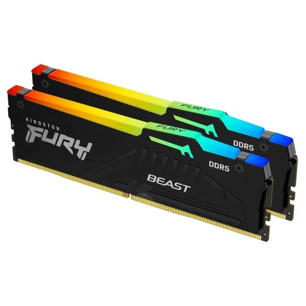 Пам'ять ПК DDR5 64GB KIT (32GBx2) 5200 FURY Beast RGB Kingston (KF552C40BB2AK2-64) - Фото 1
