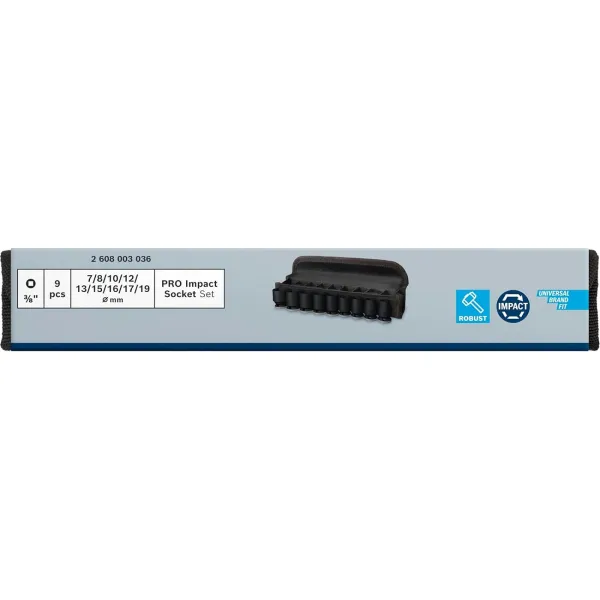 Набір ударних торцевих головок Professional Standart 9шт 3/8" 30мм Bosch (2.608.003.036) - Фото 3