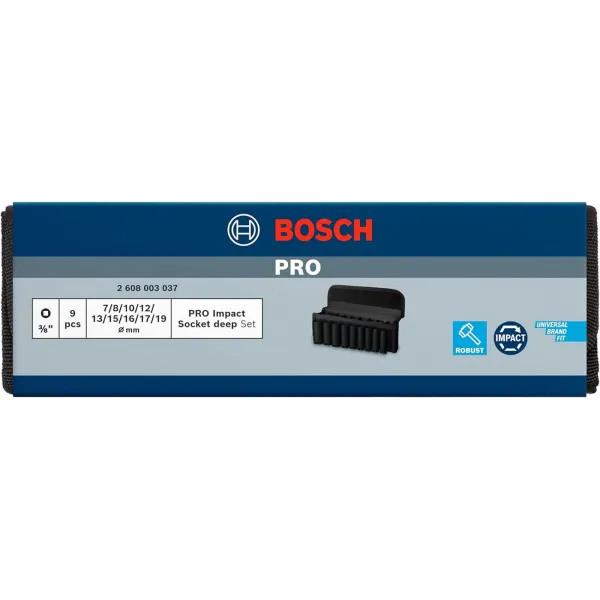 Набор ударных торцевых головок Professional Deep 9шт 3/8" 63мм Bosch (2.608.003.037) - Фото 3