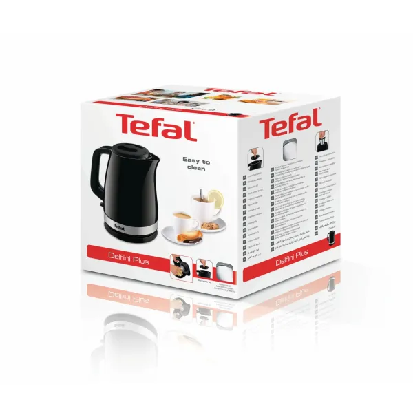 Электрочайник Delfini 1.7л, пластик, серебристо-черныйTefal (KO150F30) - Фото 12