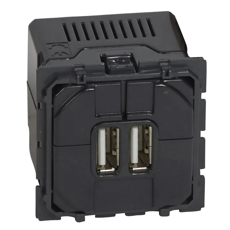 Розетка 2хUSB-A Valena Allure, чорна Legrand (067462) Розетка 2хUSB-A Valena Allure, чорна Legrand (067462)