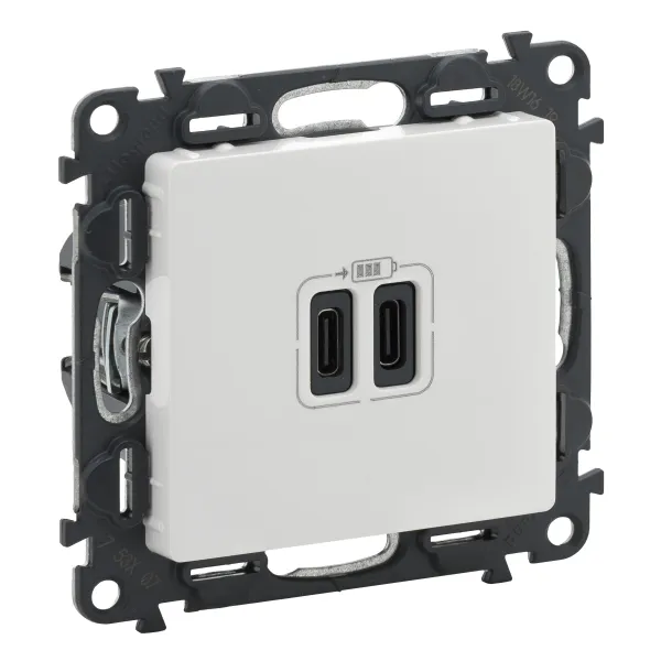 Розетка 2хUSB-C Valena Life, 3А, 5V, белая Legrand (753107) - Фото 3