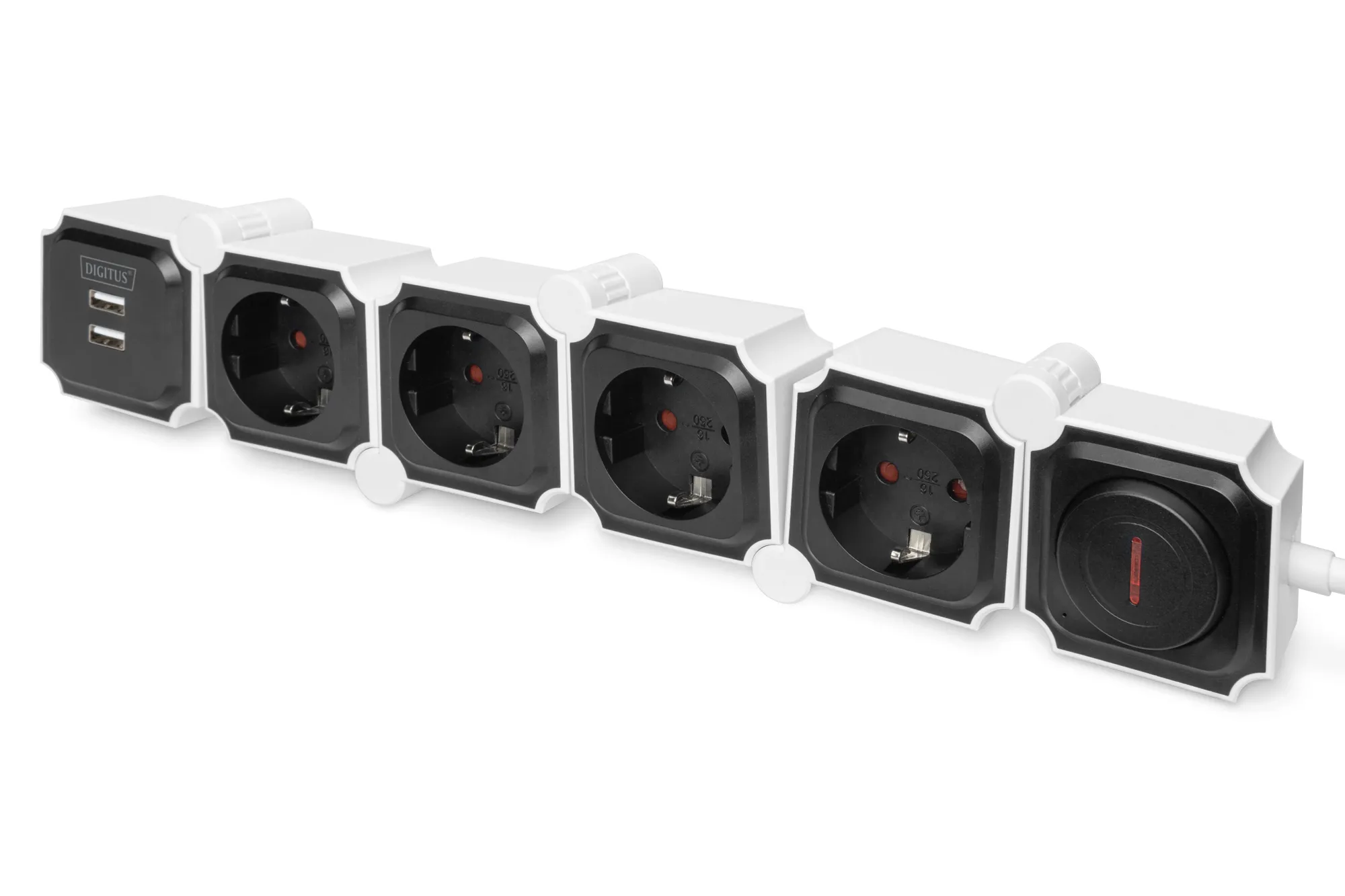 Блок розеток Flexible, 4xSchuko 16A, 2xUSB-A 2.4A, білий Digitus (DA-70620) - Фото 2