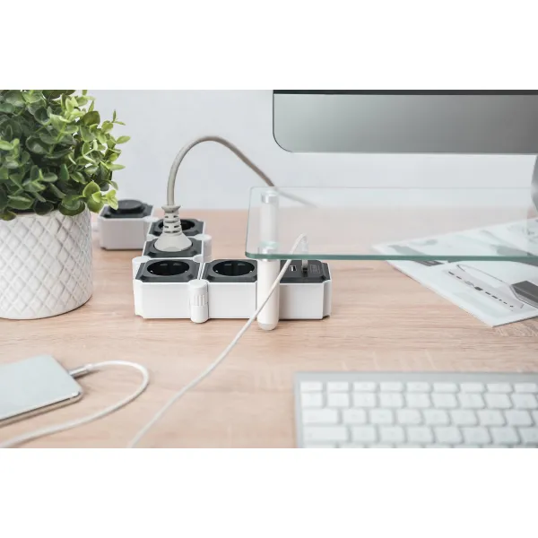 Блок розеток Flexible, 4xSchuko 16A, 2xUSB-A 2.4A, белый Digitus (DA-70620) - Фото 8