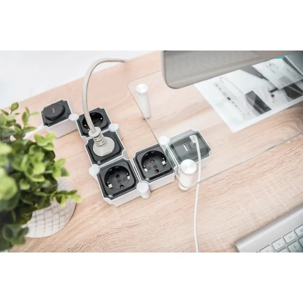 Блок розеток Flexible, 4xSchuko 16A, 2xUSB-A 2.4A, белый Digitus (DA-70620) - Фото 11