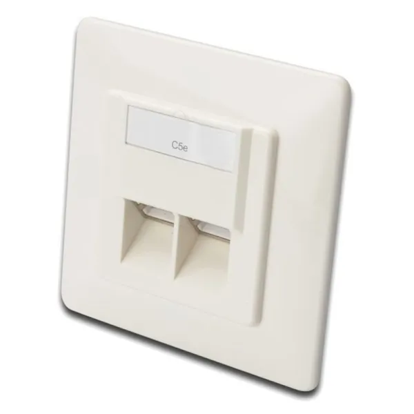 Розетка 2xRJ45/8P8C Cat.5e STP для скрытой проводки, белая Digitus (DN-9001-N)