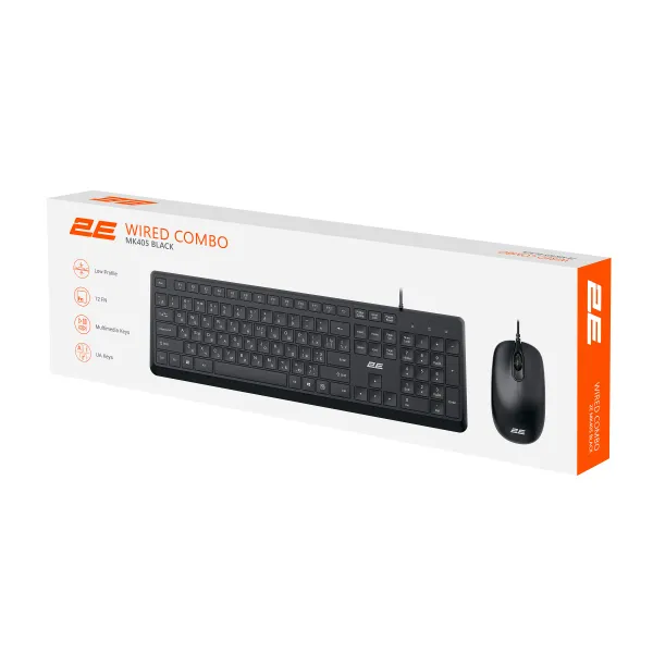 Комплект клавиатура и мышь USB-A MK405, EN/UK/RU, чёрный 2E (2E-MK405UBK) - Фото 6