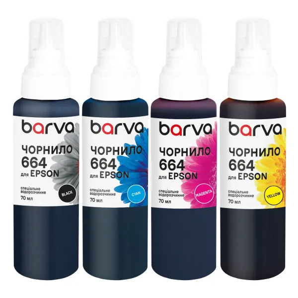 Комплект чернил для Epson 664 специальные 4x70 мл, водорастворимые, BK/C/M/Y Barva (E664-070-MP) - Фото 1