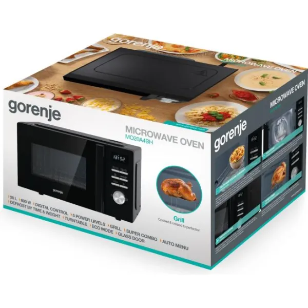 Мікрохвильова піч, 20л, 800Вт, гриль, чорний Gorenje (MO20A4BH) - Фото 11