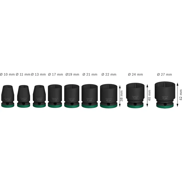 Набор ударных торцевых головок Professional Standart 9шт 1/2" Bosch (2.608.003.038) - Фото 2
