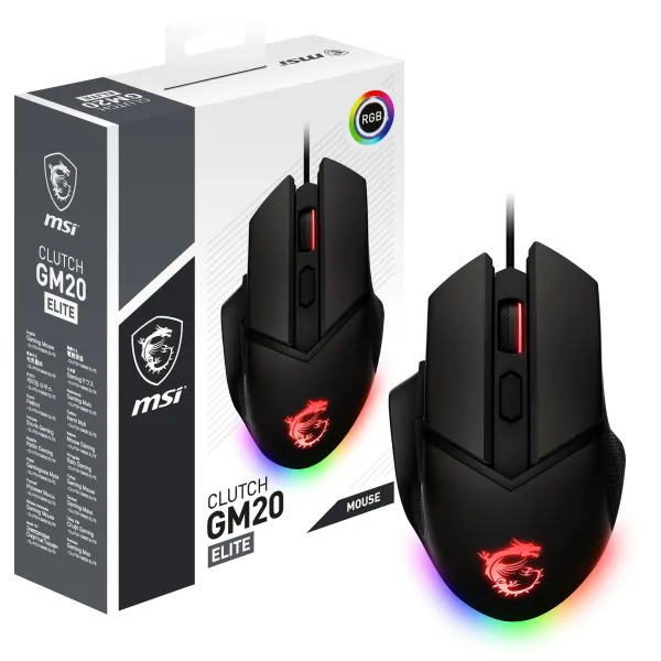 Миша USB-A ігрова, RGB, Clutch GM20 Elite, чорна MSI (S12-0401870-C54) - Фото 12