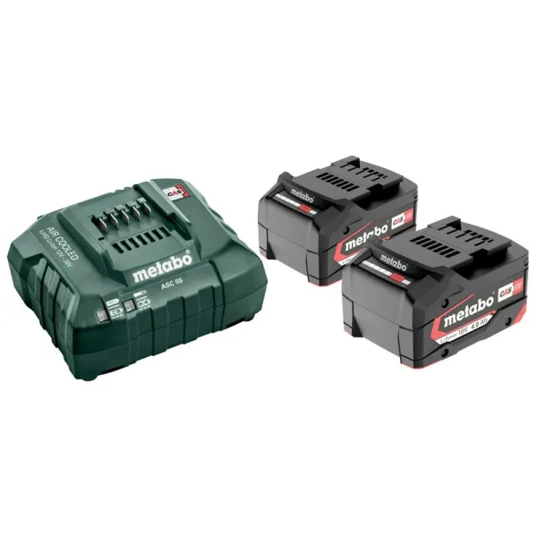 Набор аккумулятора и зарядного устройства 18В, 2х4А·час, ASC55 Metabo (685050000)