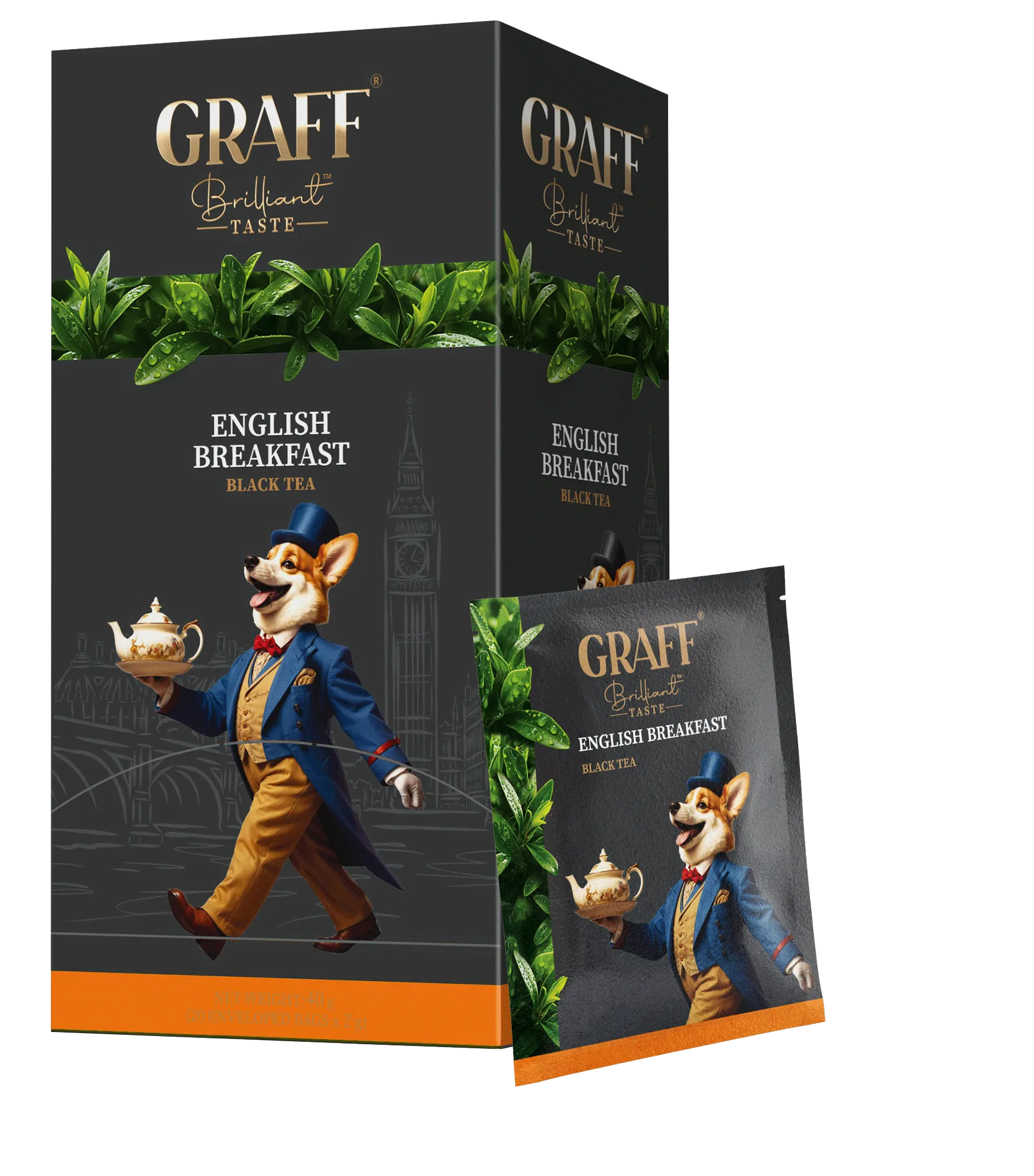 Чай чорний байховий 40г (2 г х 20), сашет, English Breakfast GRAFF (gr.10139) Чай чорний байховий 40г (2 г х 20), сашет, English Breakfast GRAFF (gr.10139)