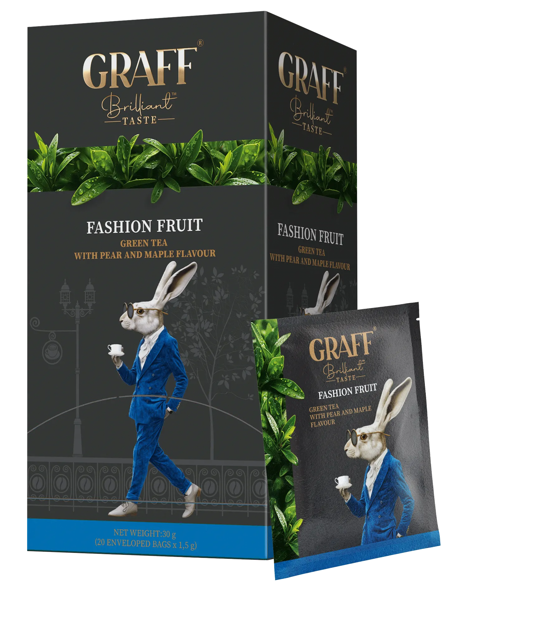 Чай зелений 30 г (1,5 г х 20), сашет, Fashion fruit GRAFF (gr.10382) Чай зелений 30 г (1,5 г х 20), сашет, Fashion fruit GRAFF (gr.10382)