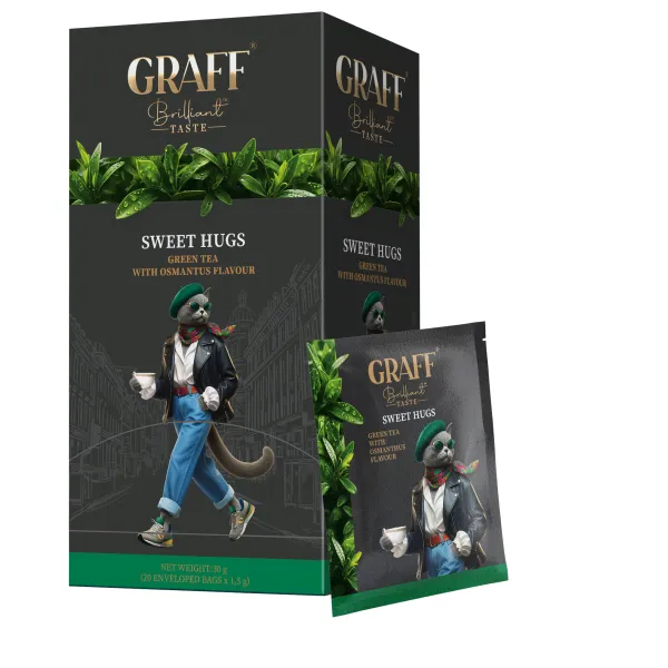 Чай зеленый байховый с ароматом Османтуса 30 г (1,5 г х 20), сашет, Sweet hugs GRAFF (gr.10559) - Фото 5