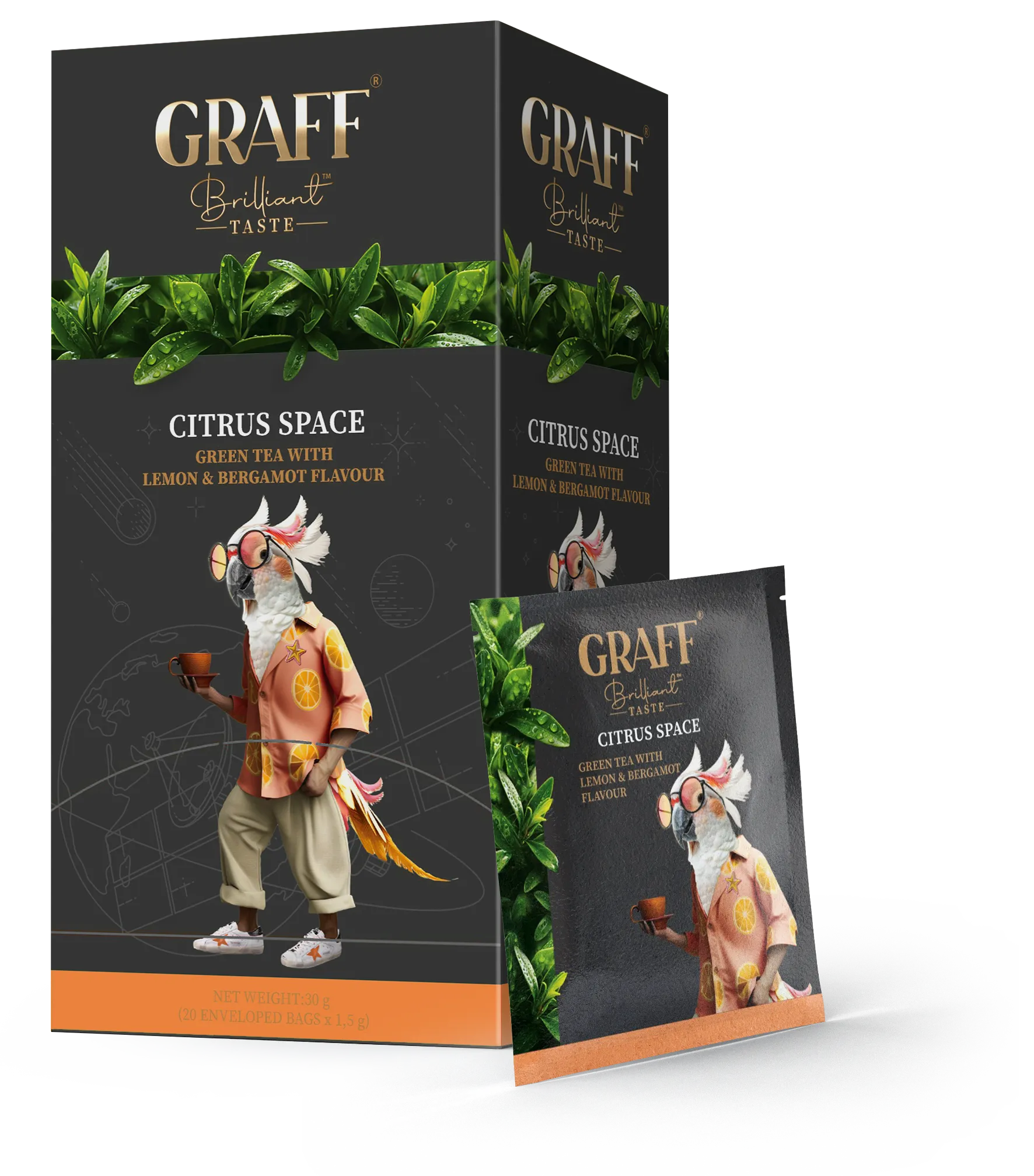 Чай зелений 30 г, сашет Citrus space GRAFF (gr.10764) Чай зелений 30 г, сашет Citrus space GRAFF (gr.10764)