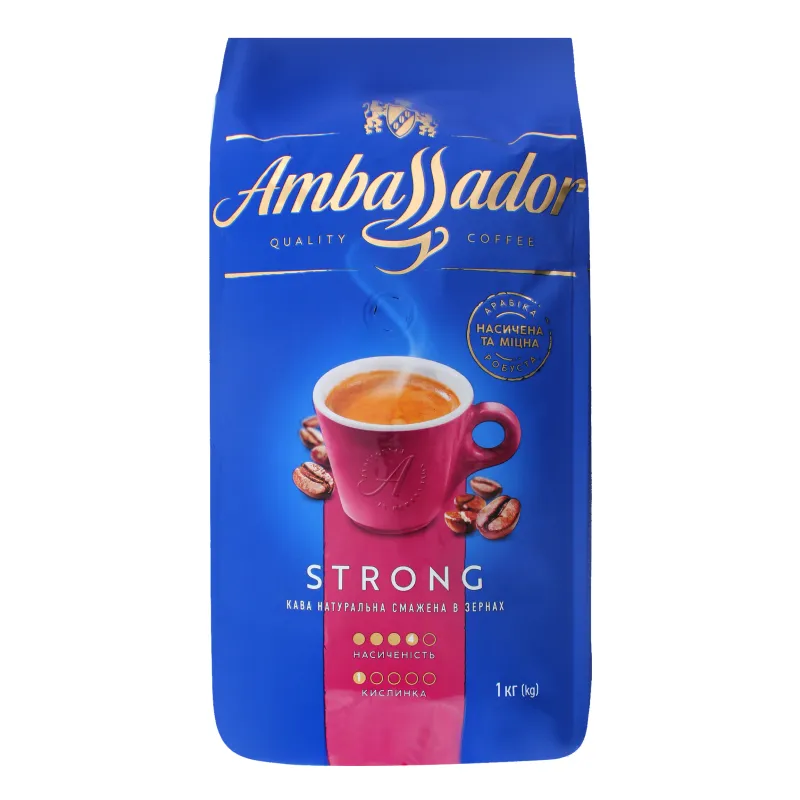 Кава в зернах 1000 г х 6, пакет, Strong (PL) Ambassador (am.53234) Кава в зернах 1000 г х 6, пакет, Strong (PL) Ambassador (am.53234)