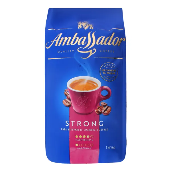 Кава в зернах 1000 г х 6, пакет, Strong (PL) Ambassador (am.53234)