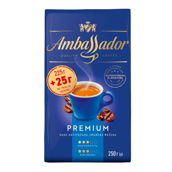 Кофе молотый Premium, вакуумная упаковка, 225 г, Выгодное предложение х 12 Ambassador (am.53591)