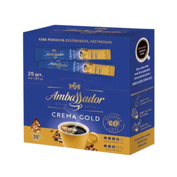 Кава розчинна 1,8 г х 25, стік Crema Gold Ambassador (am.54627) - Фото 5
