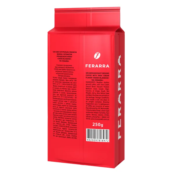 Кофе молотый 250 г, вакуумная упаковка, CAFFE CREMA IRLANDESE Ferarra (fr.18472) - Фото 1