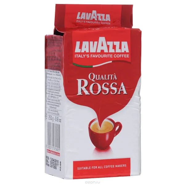 Кофе молотый Qualita Rossa, 250 г, пакет Lavazza (prpl.35805)