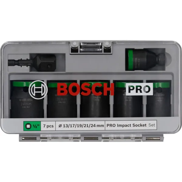 Набір ударних торцевих головок Professional Standart, 7шт, 1/2" з адаптером Bosch (2.608.003.032) - Фото 1