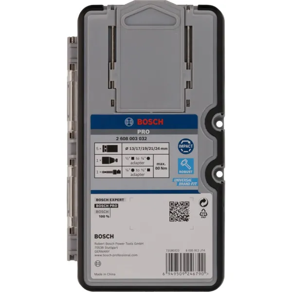 Набір ударних торцевих головок Professional Standart, 7шт, 1/2" з адаптером Bosch (2.608.003.032) - Фото 2