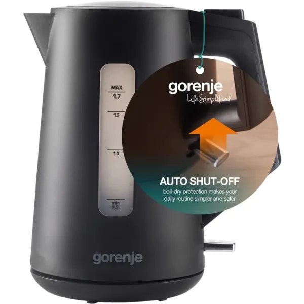 Електрочайник 1.7л чорний Gorenje (K17OPB) - Фото 3