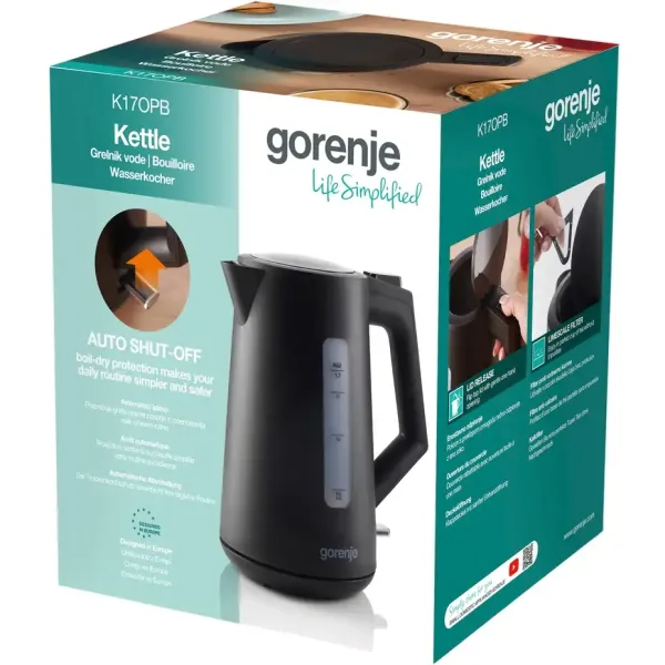 Електрочайник 1.7л чорний Gorenje (K17OPB) - Фото 8