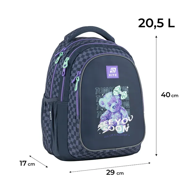 Рюкзак шкільний підлітковий Kite Education teens 8001M-3 темно-сірий (K25-8001M-3) - Фото 1